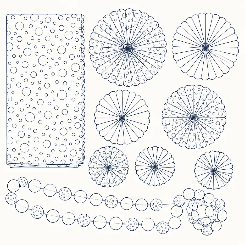 Confetti Club Backdrop Kit, line drawing
