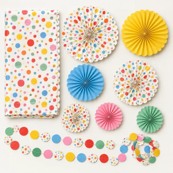 Confetti Club Backdrop Kit, everything in the set laid out