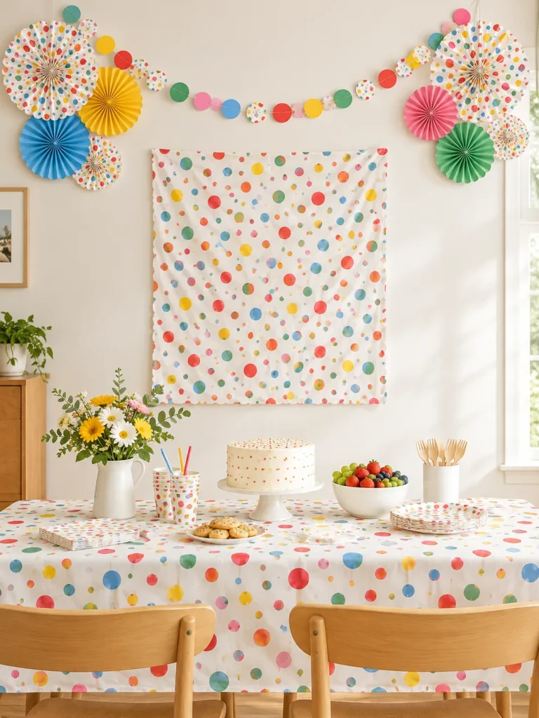 Confetti Club Backdrop Kit set up at a party