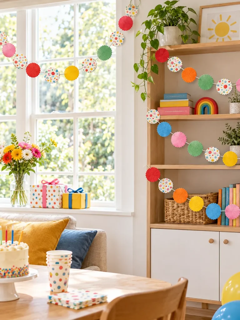 Confetti Club Circle Garland set up at a party