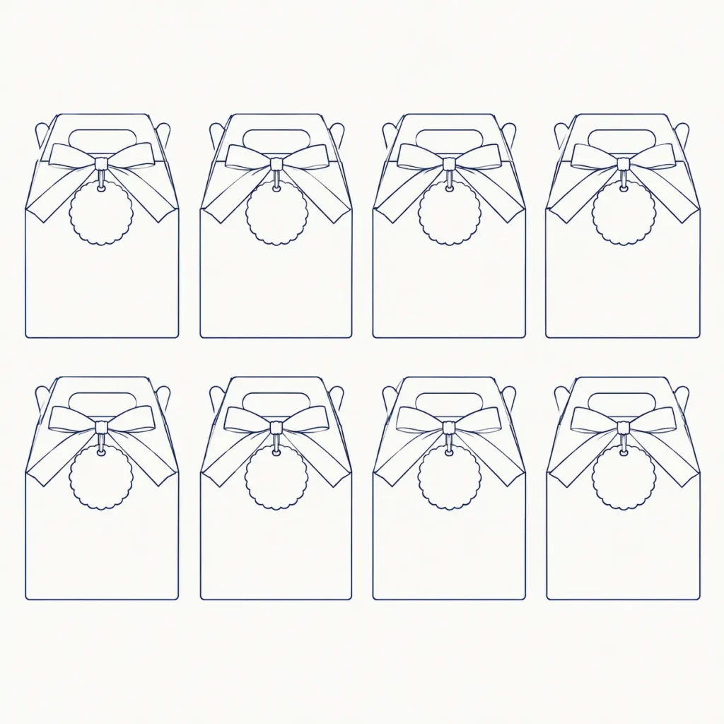 Confetti Club Favor Boxes, line drawing