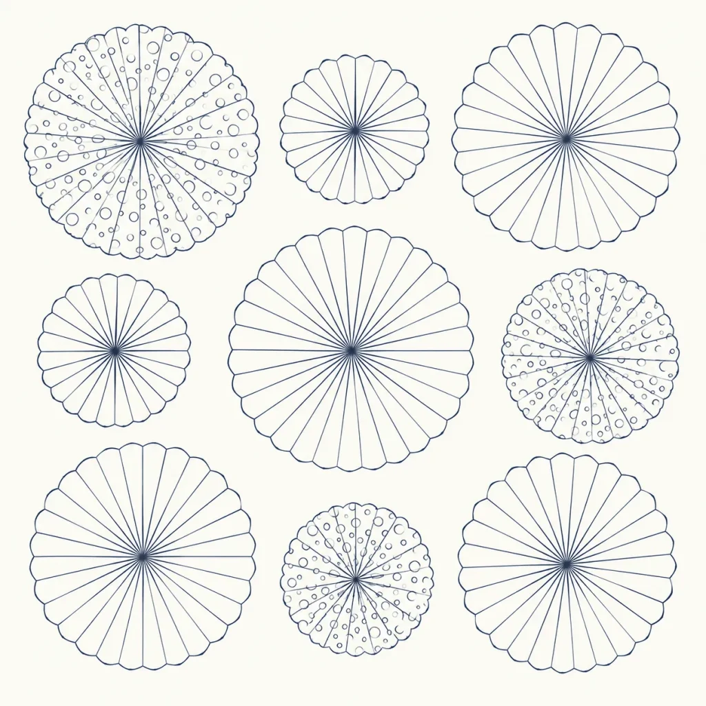 Confetti Club Paper Fan Wall, line drawing
