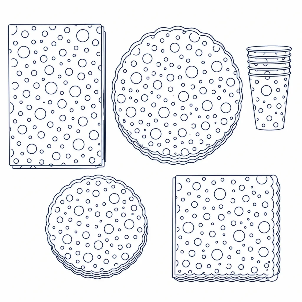 Confetti Club Table Set, line drawing
