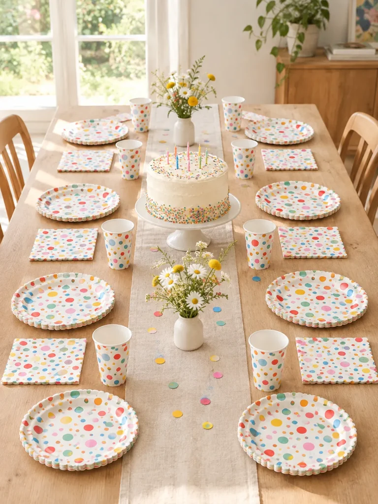 Confetti Club Table Set set up at a party