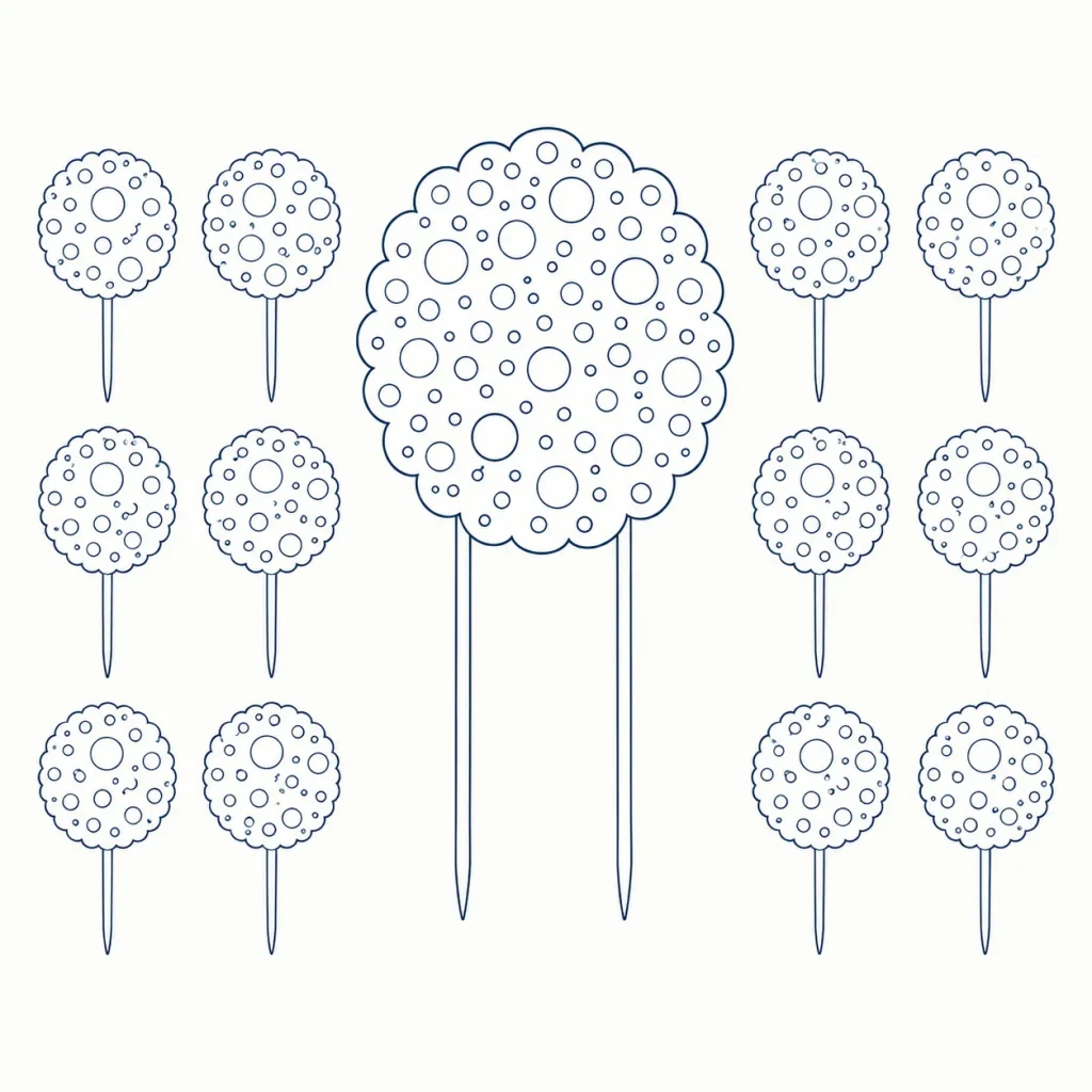 Confetti Club Topper Set, line drawing