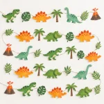 Dino Dig Garland, everything in the set laid out