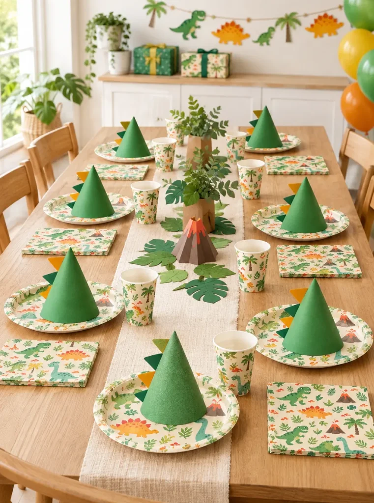Dino Dig Table Set set up at a party