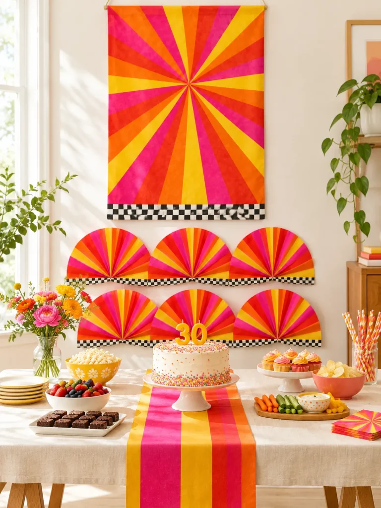 Disco Rays Backdrop Kit set up at a party