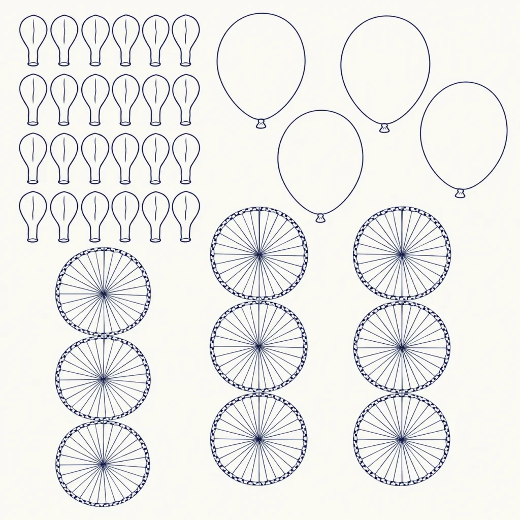 Disco Rays Balloon Arch Kit, line drawing