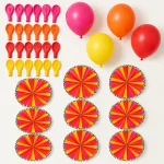 Disco Rays Balloon Arch Kit, everything in the set laid out