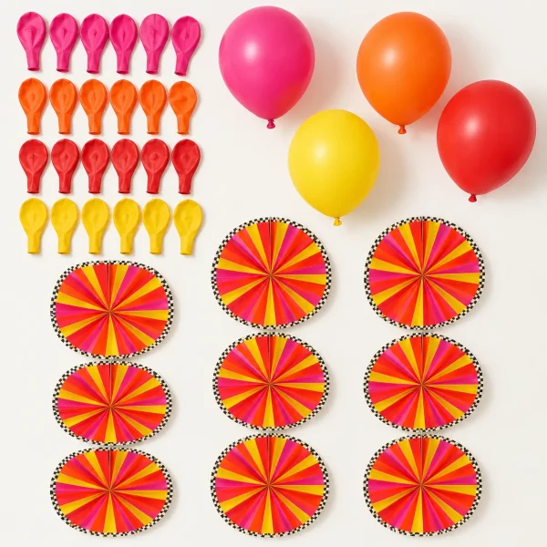 Disco Rays Balloon Arch Kit, everything in the set laid out