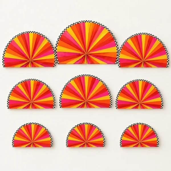 Disco Rays Sunburst Fan Wall, everything in the set laid out
