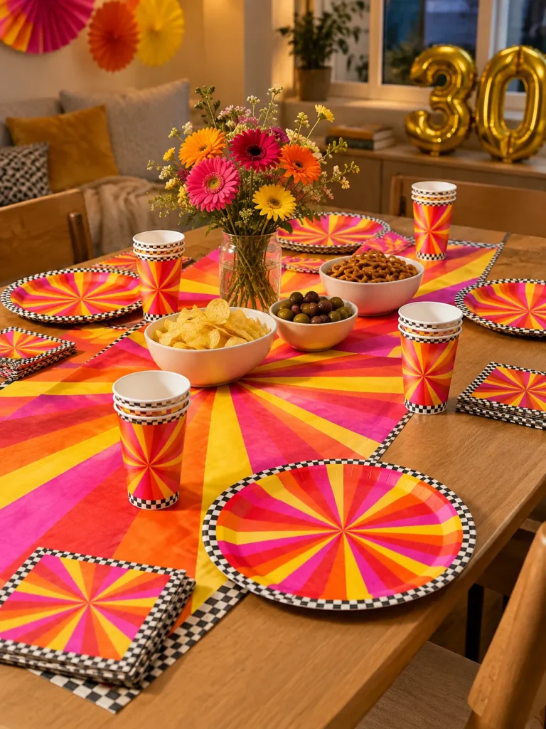 Disco Rays Table Set set up at a party