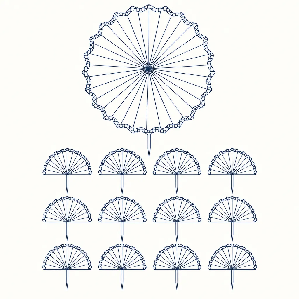 Disco Rays Topper Set, line drawing