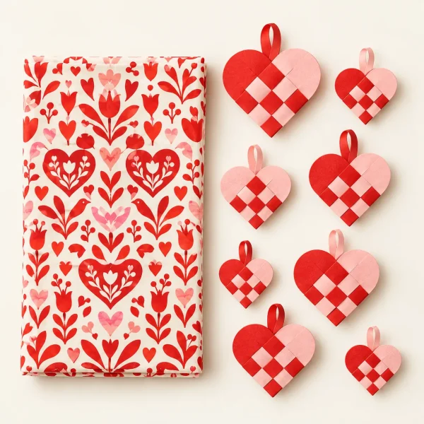 Folk Hearts Backdrop Kit, everything in the set laid out