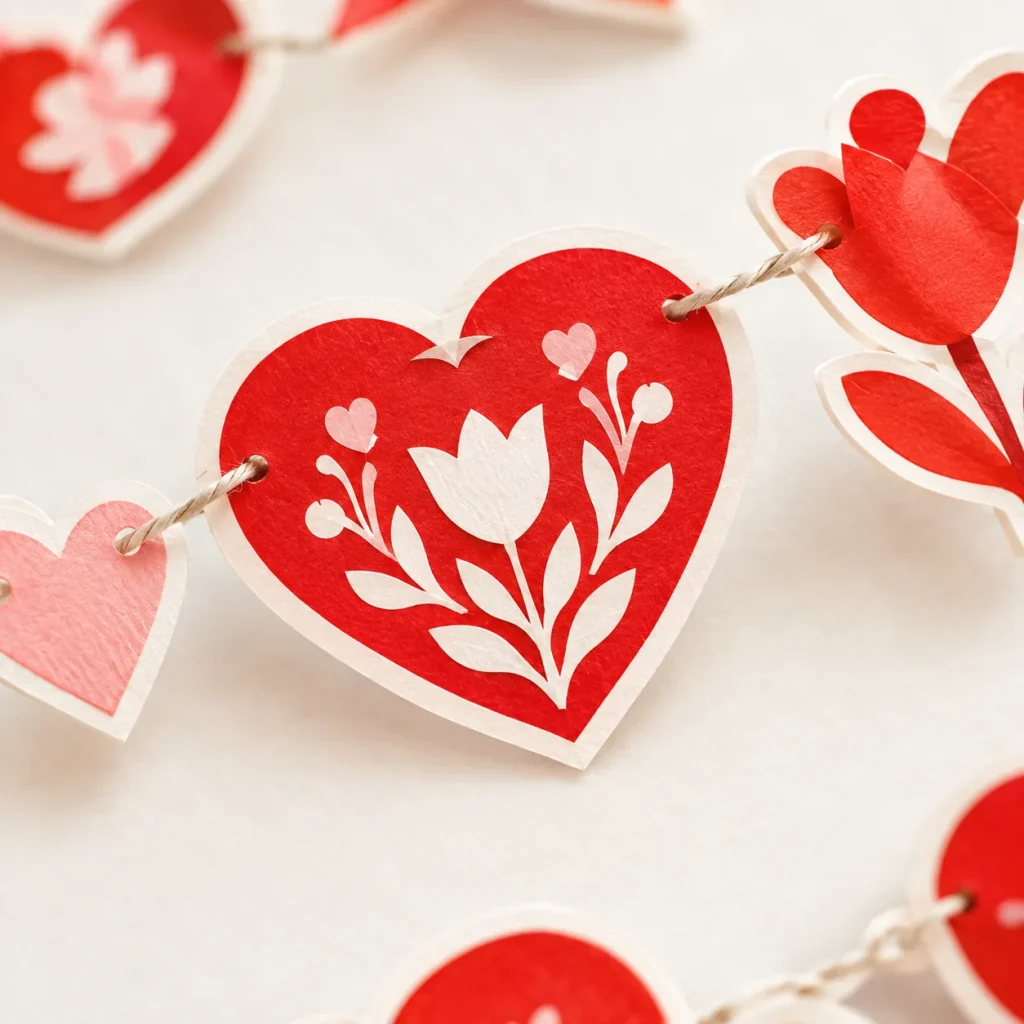 Folk Hearts Garland close up