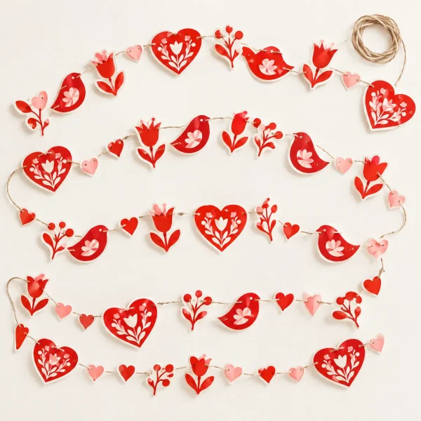 Folk Hearts Garland, everything in the set laid out