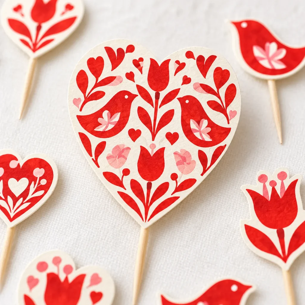 Folk Hearts Topper Set close up