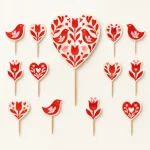 Folk Hearts Topper Set, everything in the set laid out