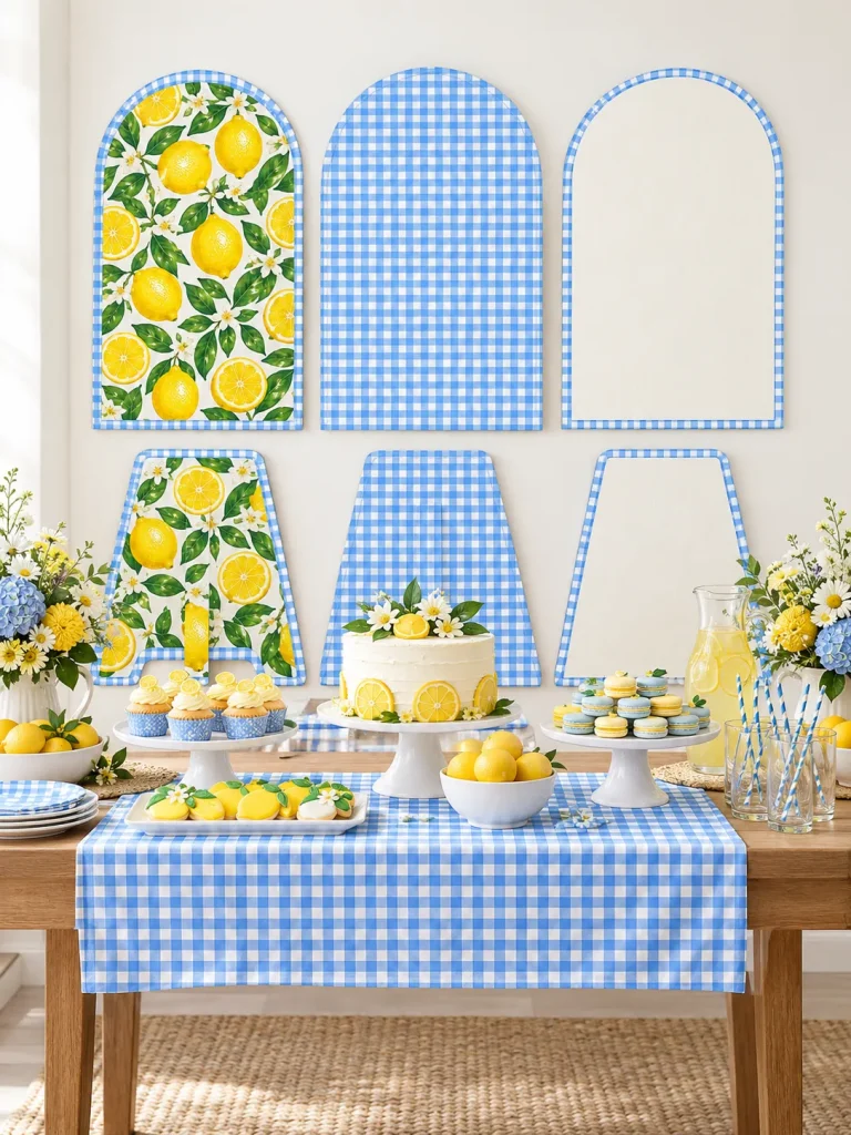 Lemon Grove Arch Panel Set set up at a party