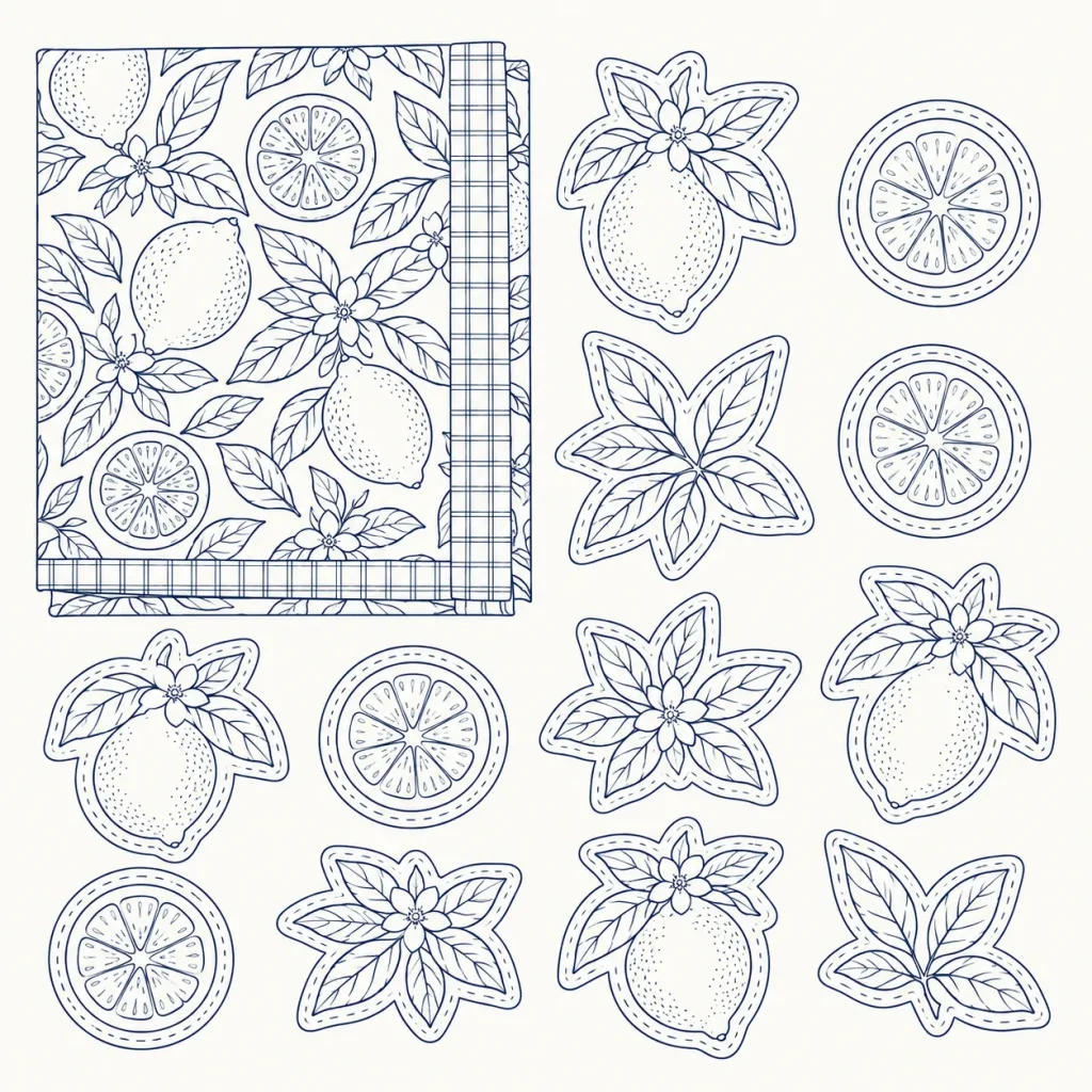 Lemon Grove Backdrop Kit, line drawing