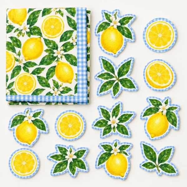 Lemon Grove Backdrop Kit, everything in the set laid out