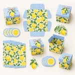 Lemon Grove Favor Boxes, everything in the set laid out