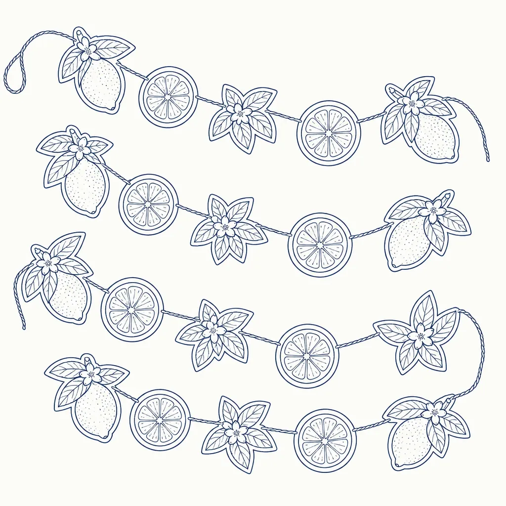 Lemon Grove Garland, line drawing