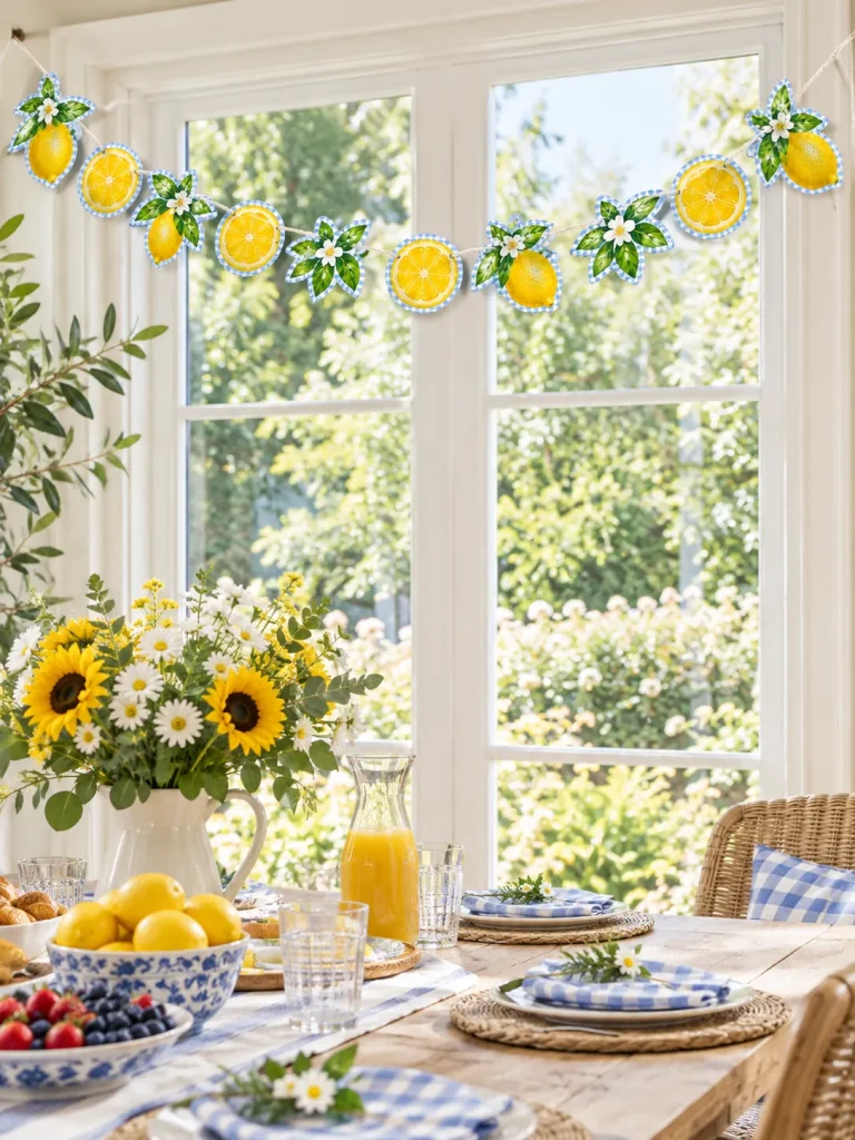 Lemon Grove Garland set up at a party