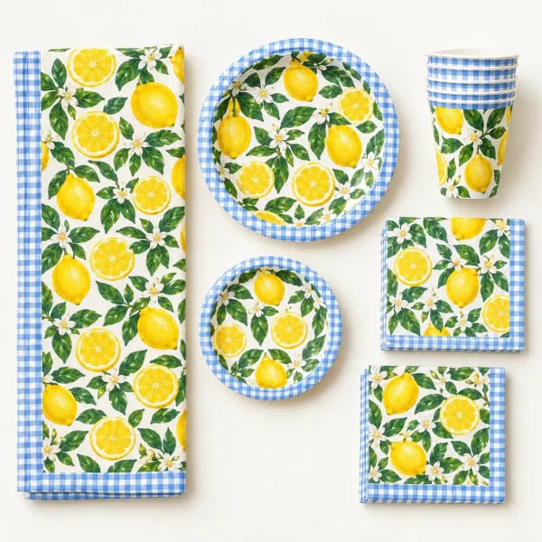 Lemon Grove Table Set, everything in the set laid out