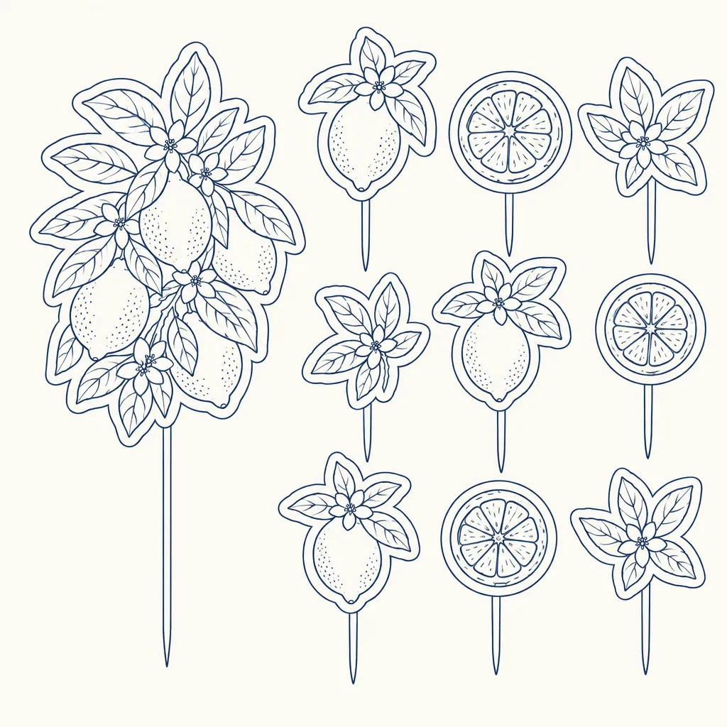 Lemon Grove Topper Set, line drawing