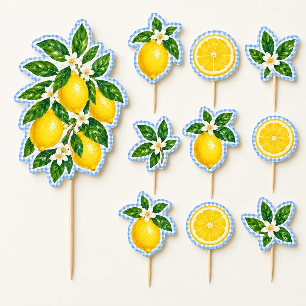 Lemon Grove Topper Set, everything in the set laid out