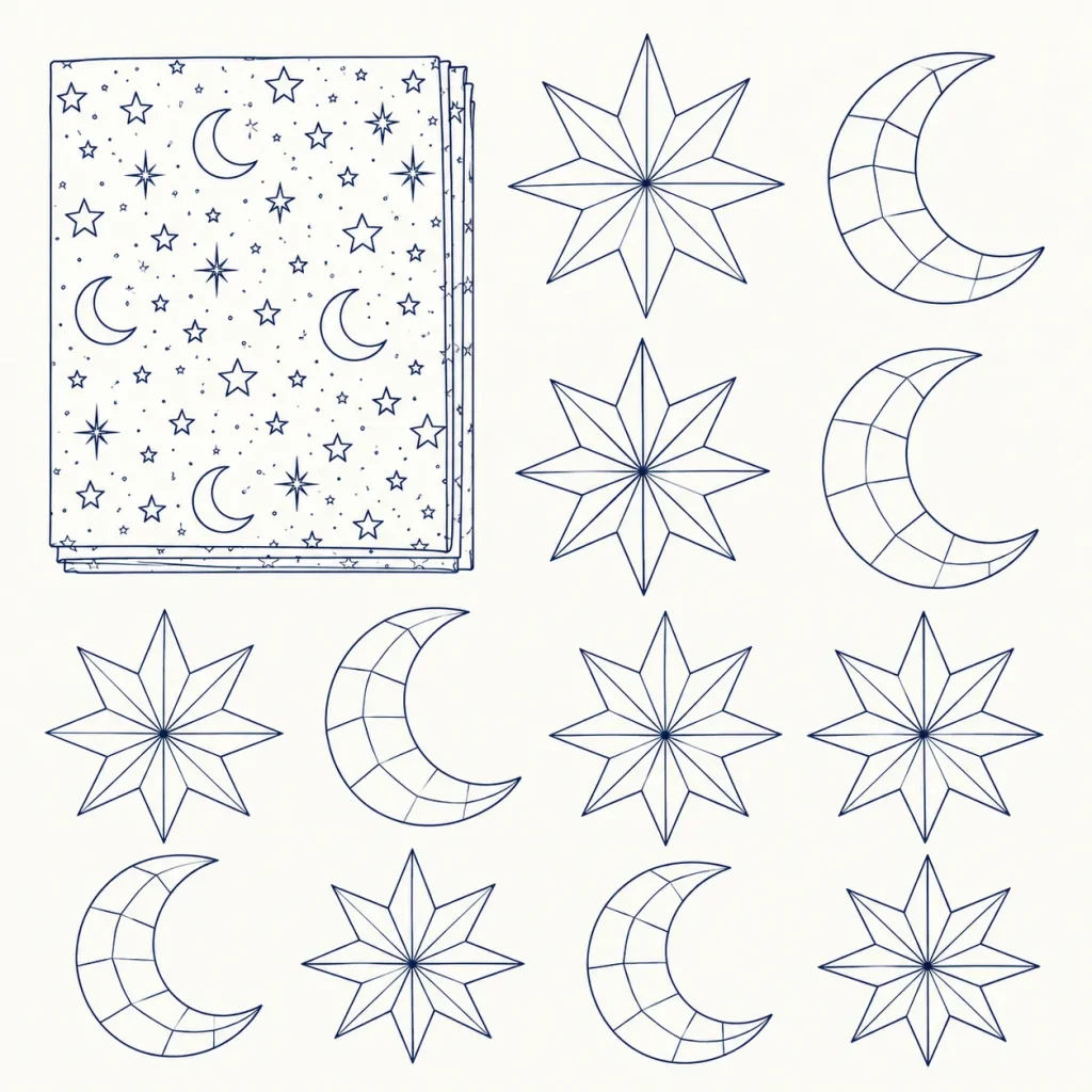 Night Sky Backdrop Kit, line drawing