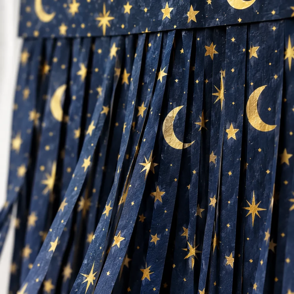 Night Sky Fringe Curtain close up