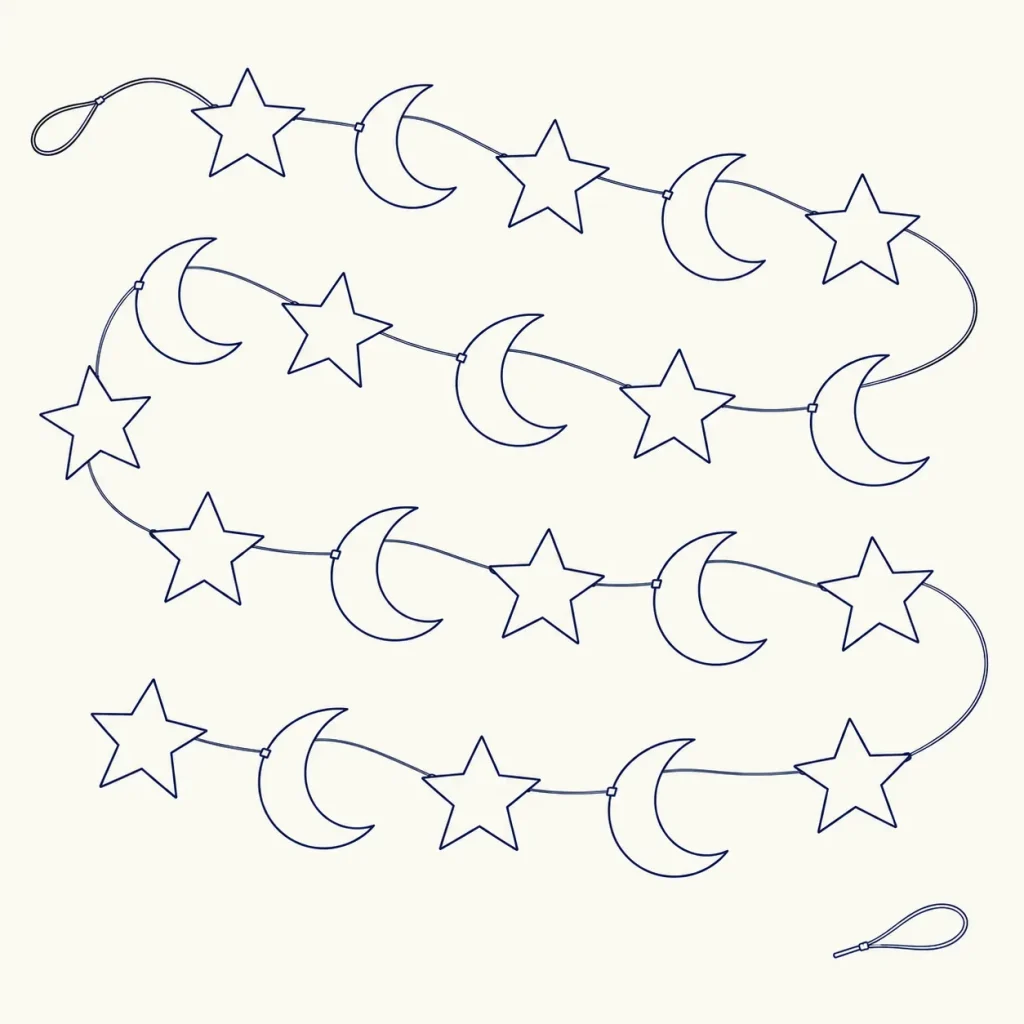 Night Sky Star Garland, line drawing