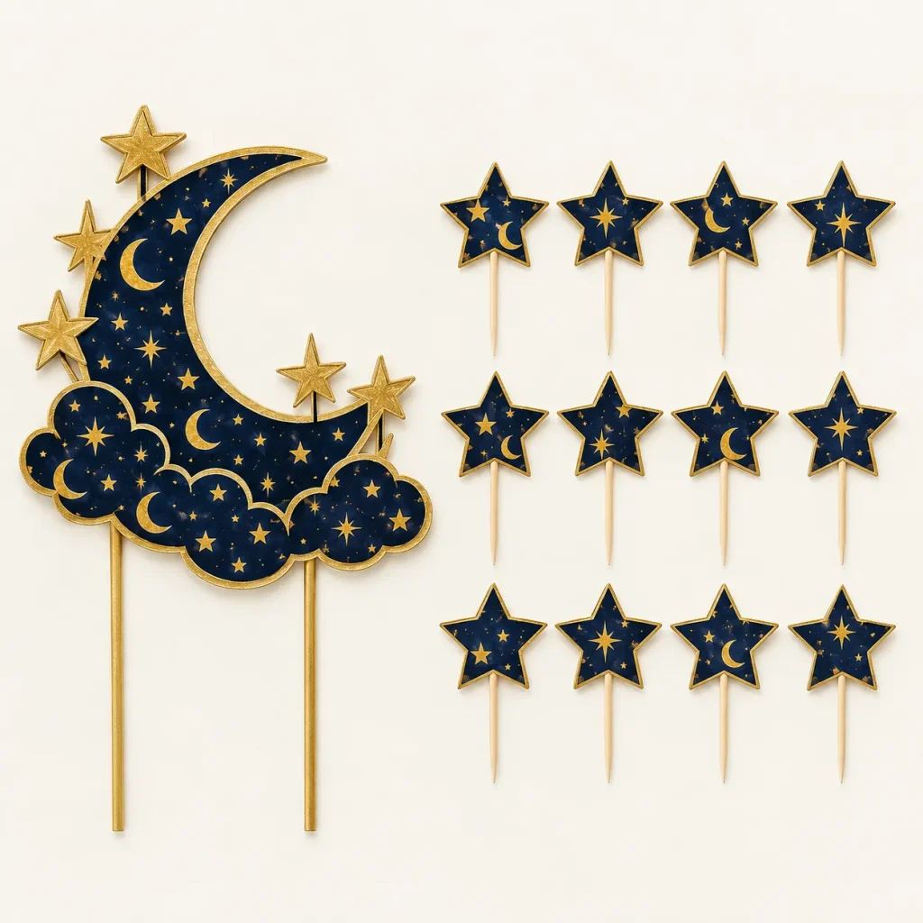 Night Sky Topper Set, everything in the set laid out