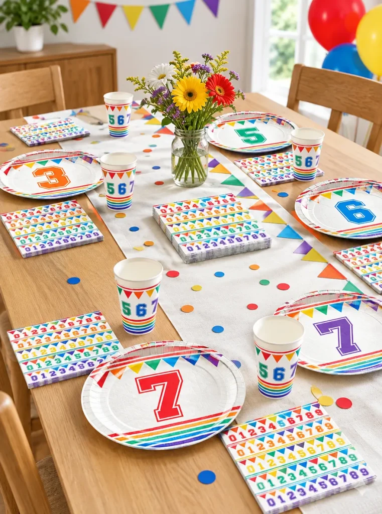 Varsity Birthday Table Set set up at a party
