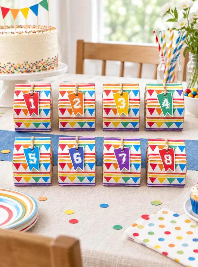 Varsity Favor Boxes set up at a party