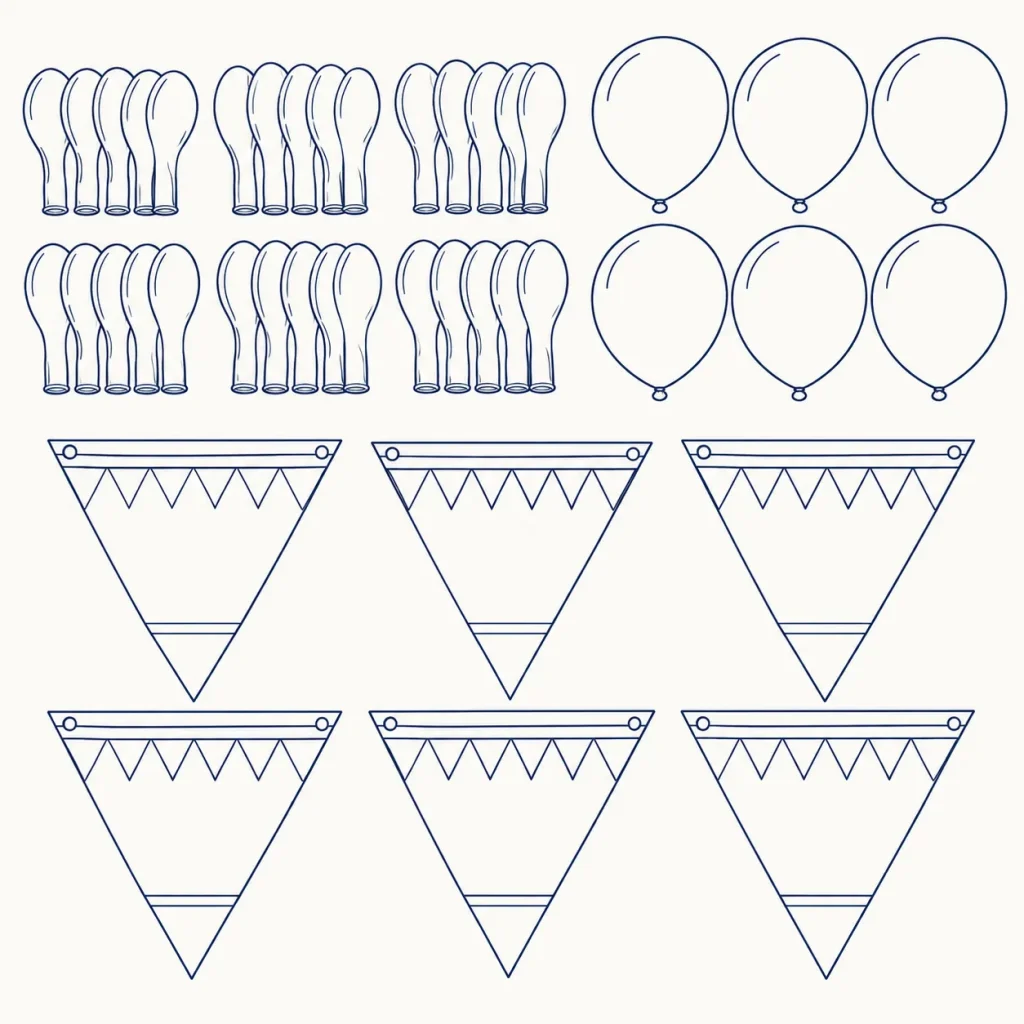 Varsity Mini Balloon Garland Kit, line drawing