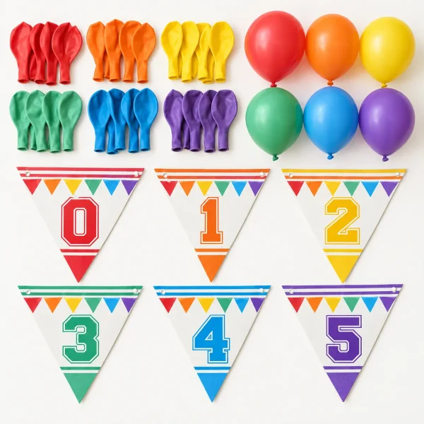 Varsity Mini Balloon Garland Kit, everything in the set laid out