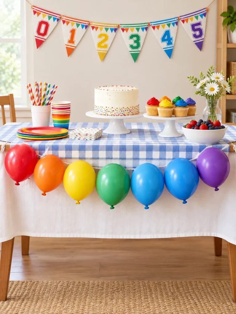 Varsity Mini Balloon Garland Kit set up at a party