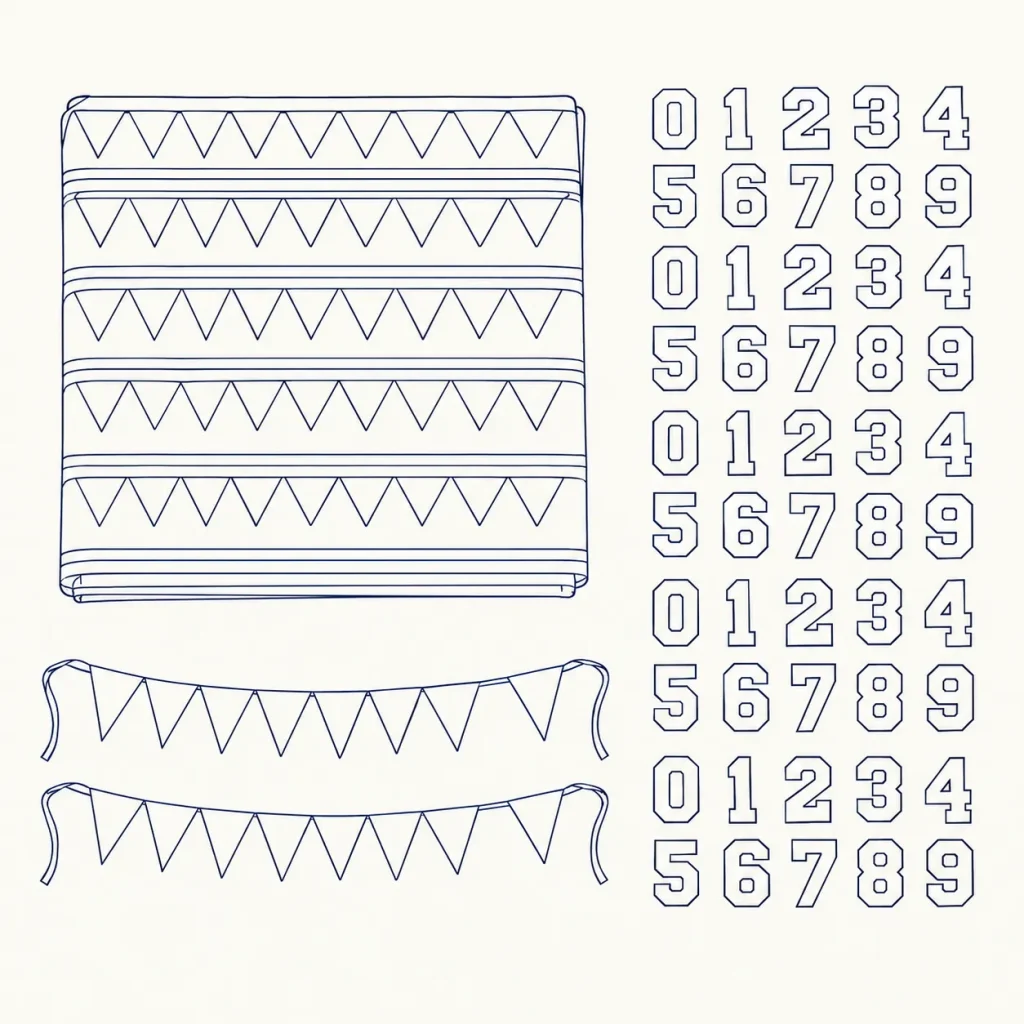 Varsity Number Backdrop Kit, line drawing