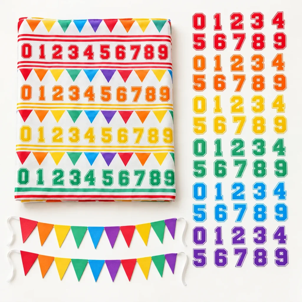 Varsity Number Backdrop Kit, everything in the set laid out