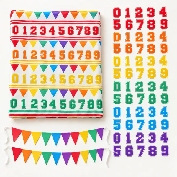 Varsity Number Backdrop Kit, everything in the set laid out