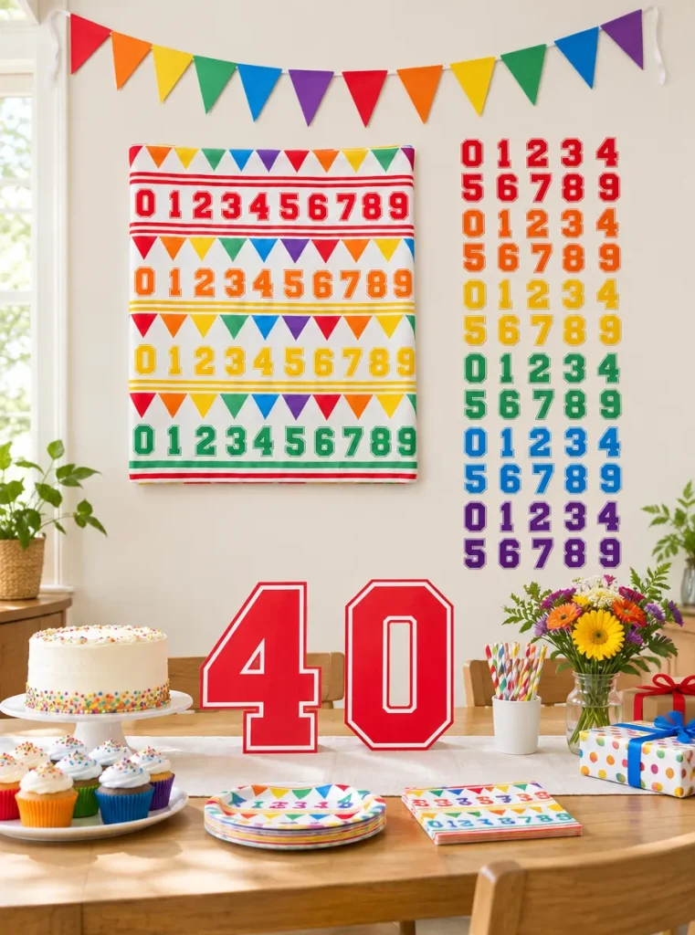 Varsity Number Backdrop Kit set up at a party