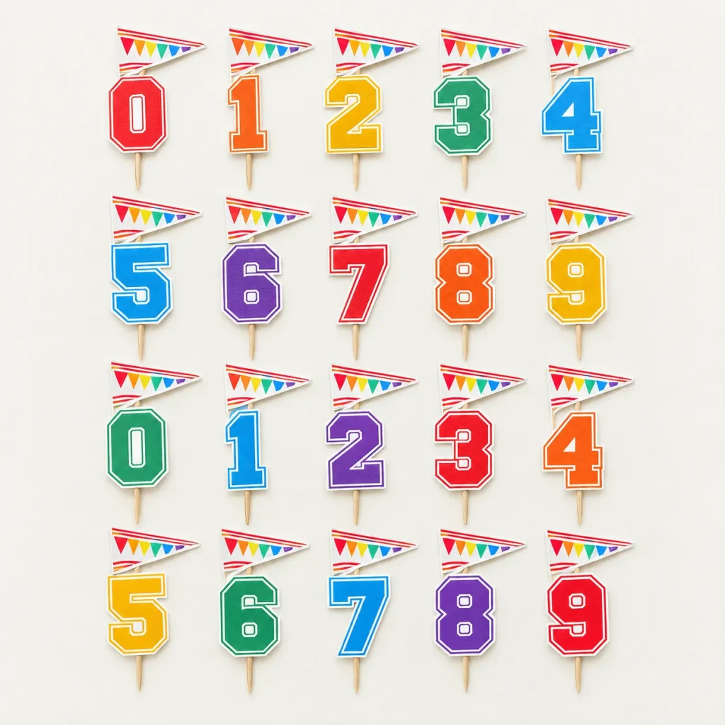 Varsity Number Topper Set, everything in the set laid out