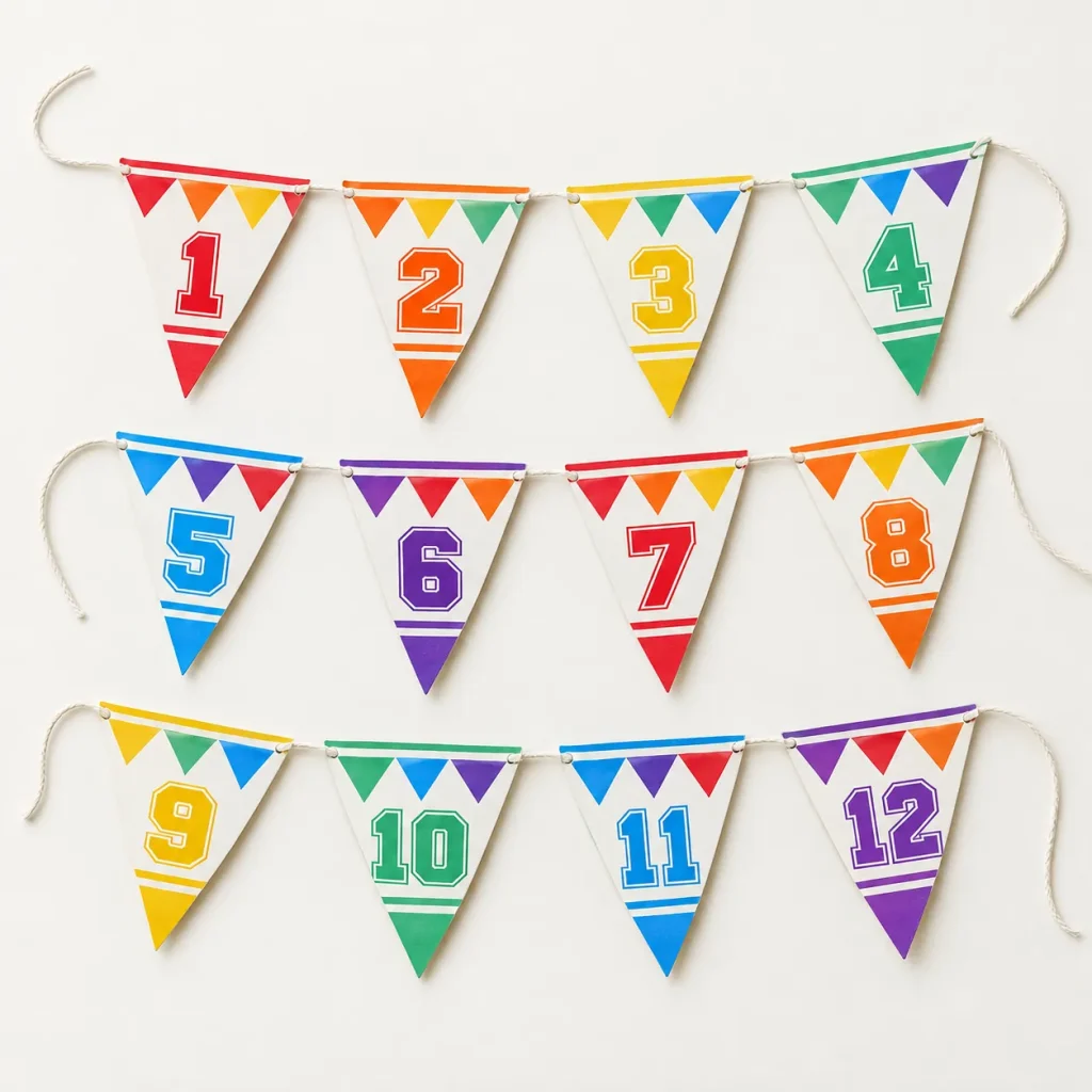 Varsity Pennant Garland, everything in the set laid out