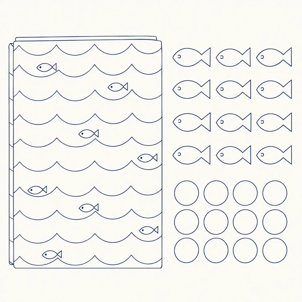 Wave Club Backdrop Kit, line drawing