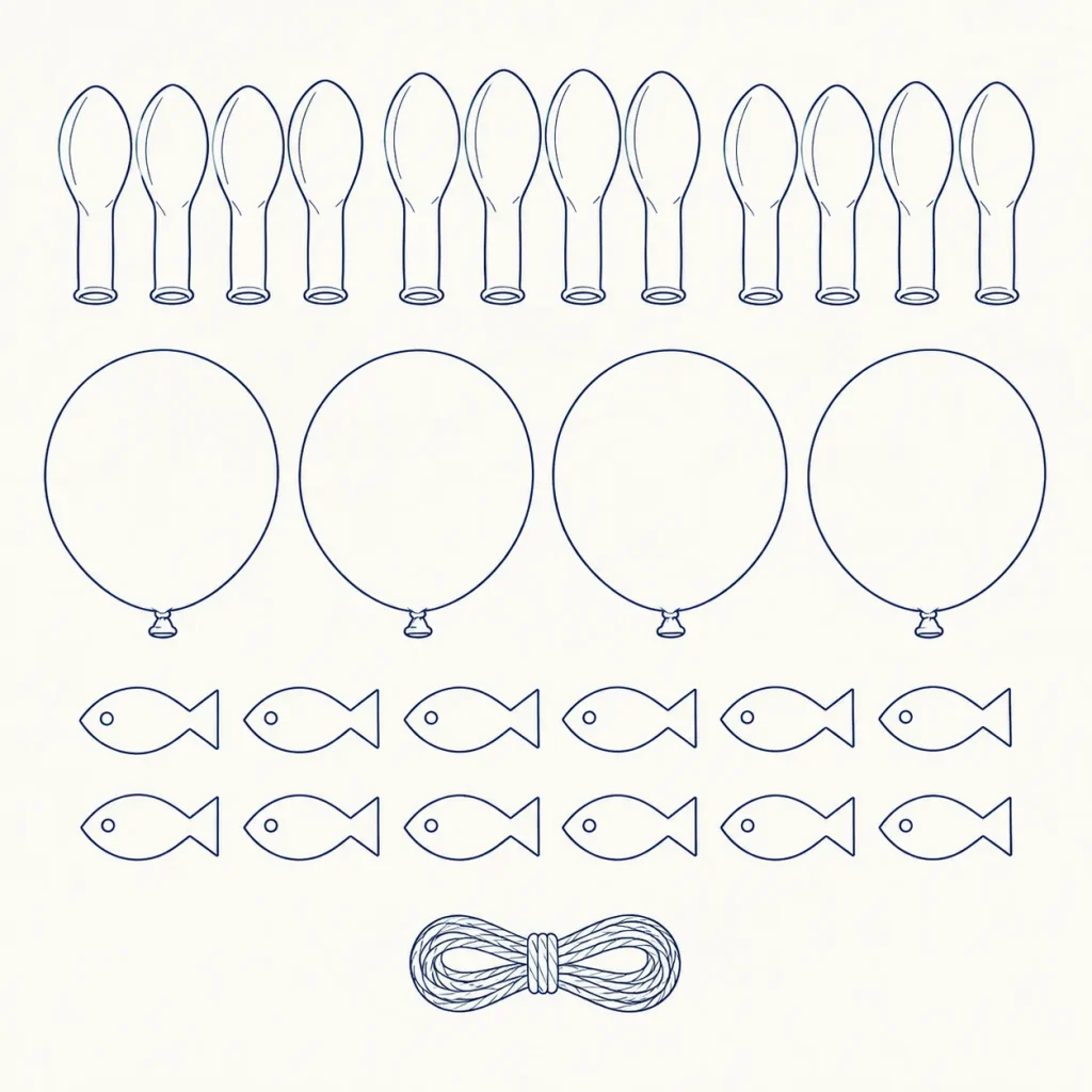 Wave Club Balloon Arch Kit, line drawing