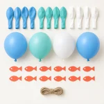 Wave Club Balloon Arch Kit, everything in the set laid out